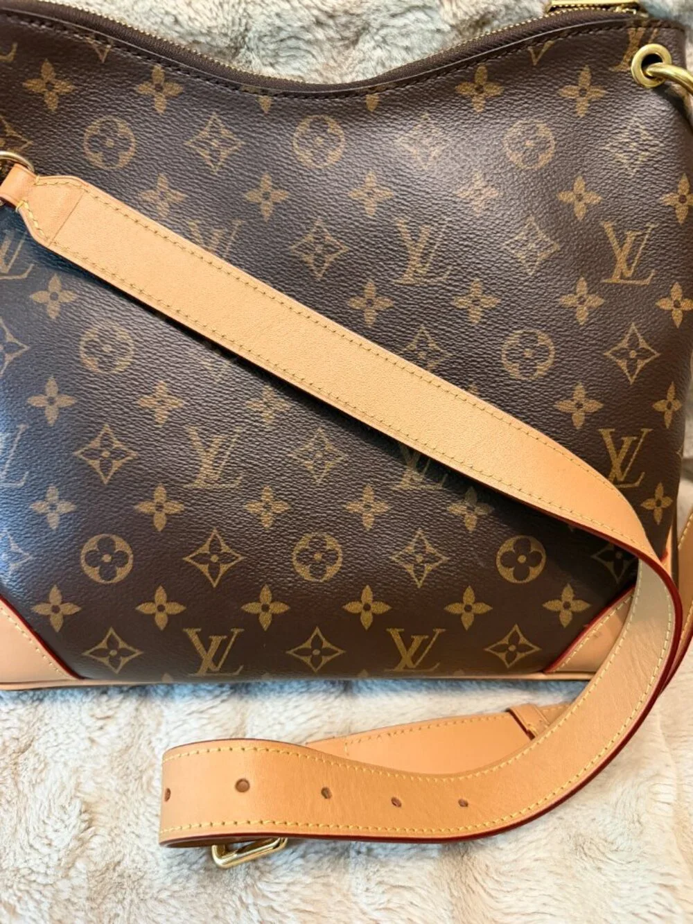 Louis Vuitton Odeon MM Monogram Large Crossbody Brown Tan
